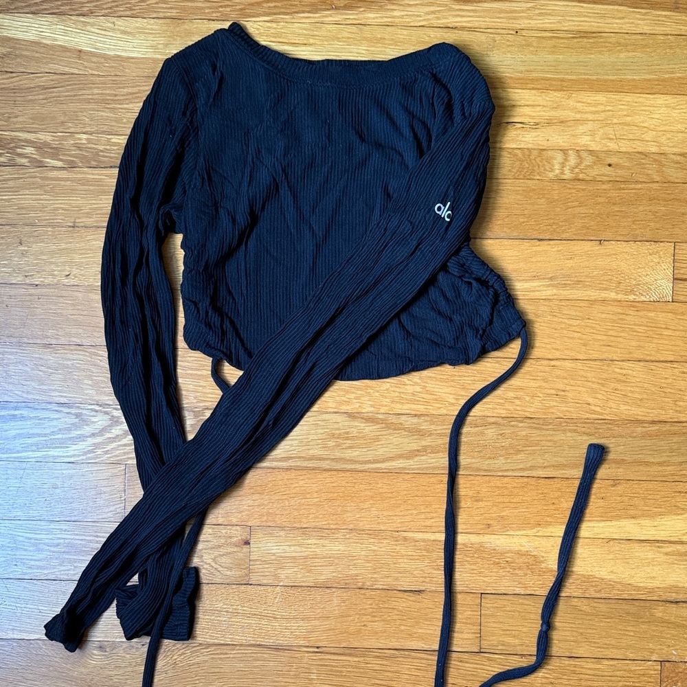 ALO Yoga Backless Long Sleeve Ribbed “Manifest” Top